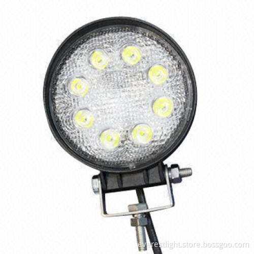 Standard auto parts round 24W LED work light, 12/24V voltage